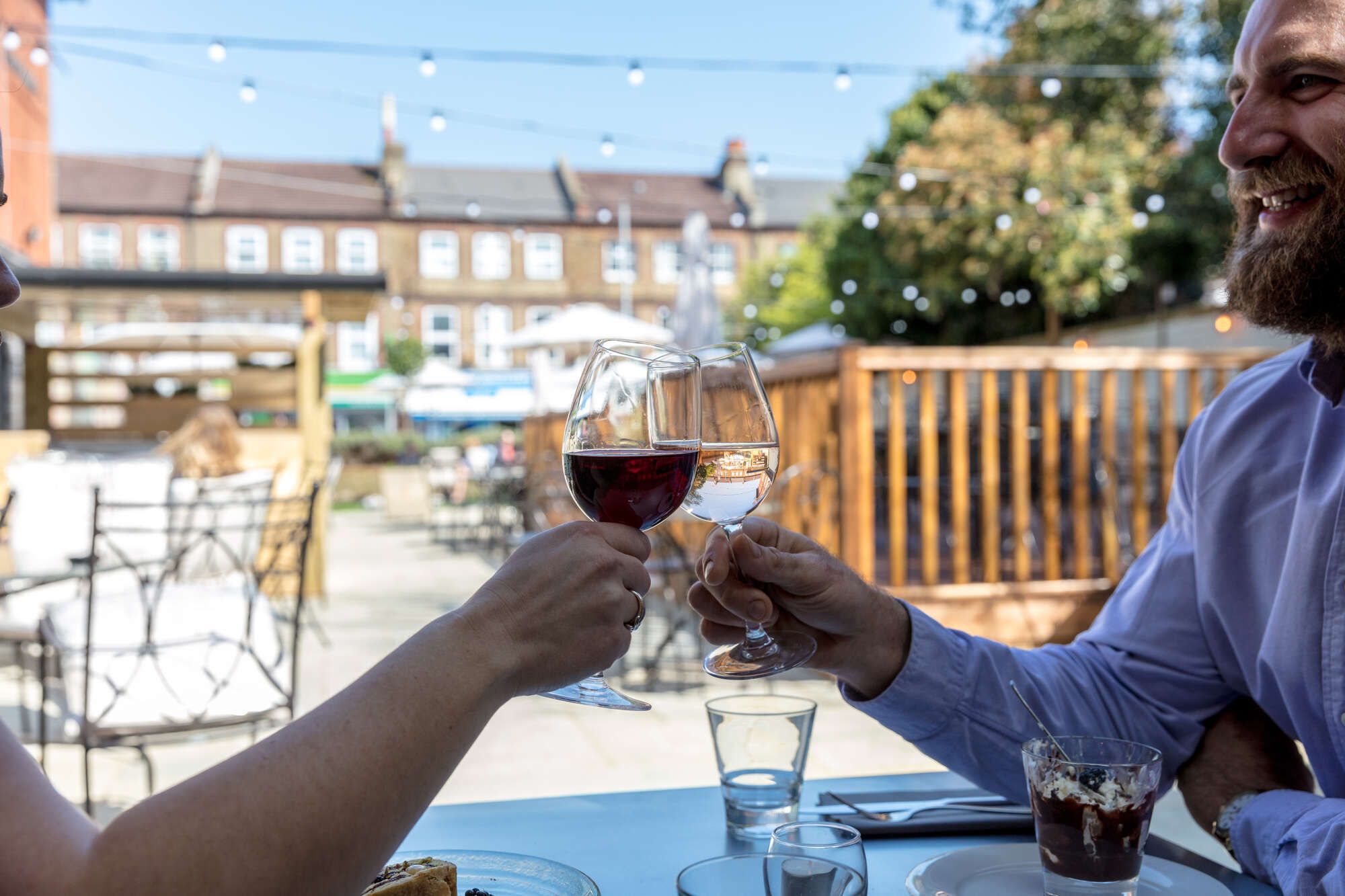 Enjoy drinks in a pub beer garden