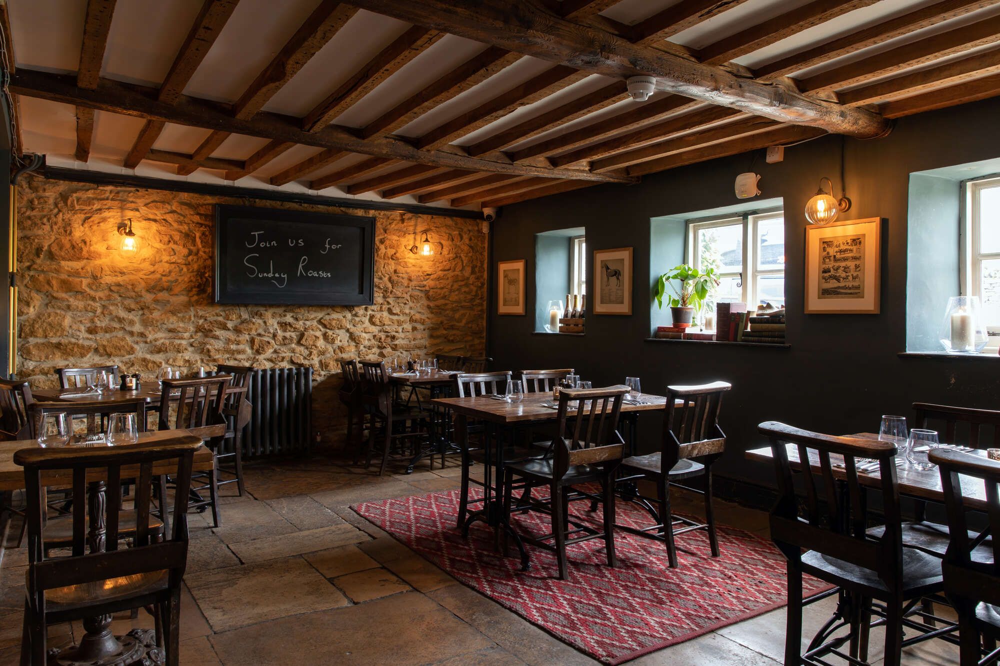 Dining room of the Hollow Bottom, pub in Guiting Power