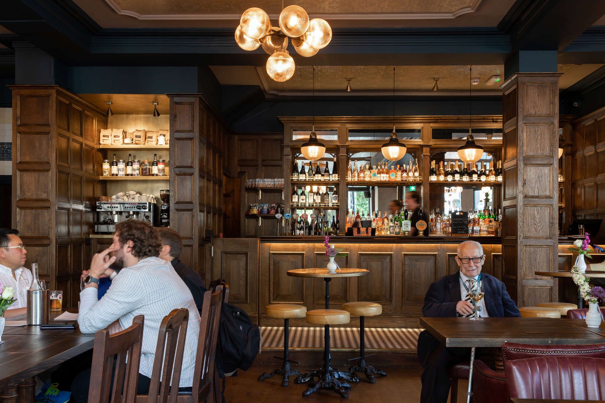 People in a traditional British pub