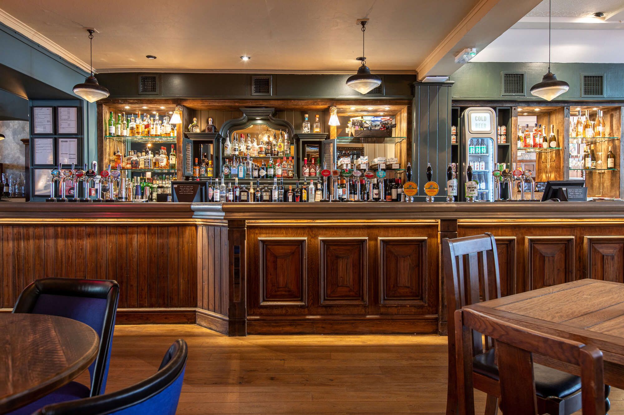 Wood panelled bar at the Cock Tavern