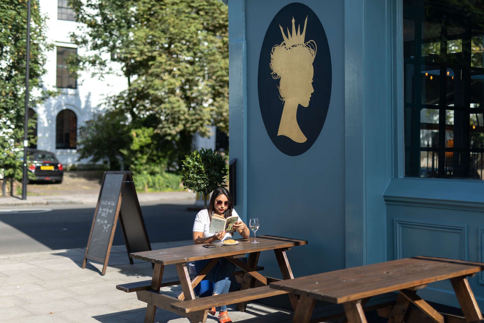 Street side tables outside the Duchess of Kent