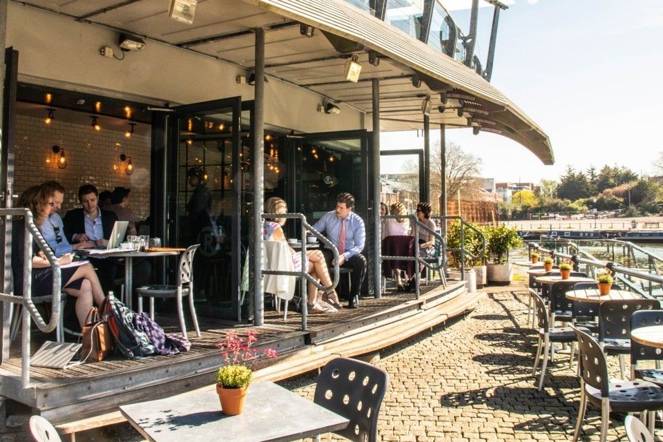 exterior view of Young's pub situated along the river