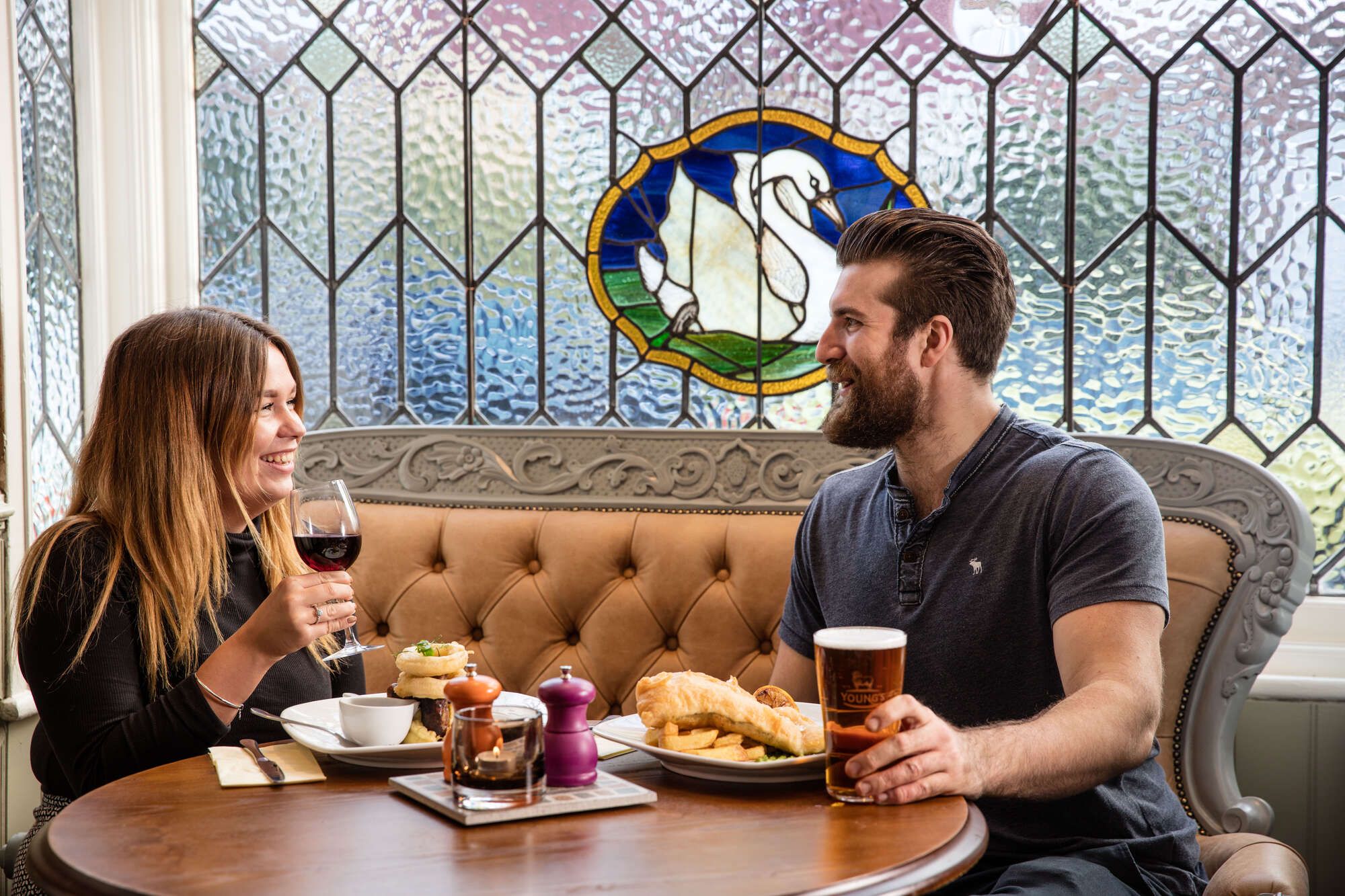 Cosy interiors of The Swan, Walton-on-Thames