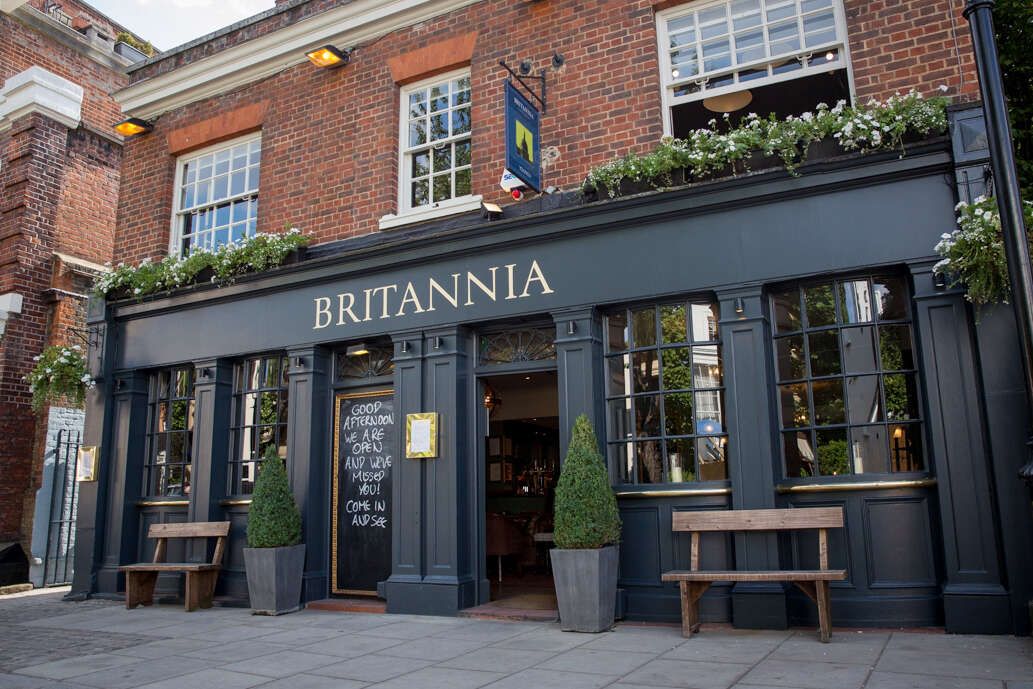 Exterior of The Britannia pub in Kensington