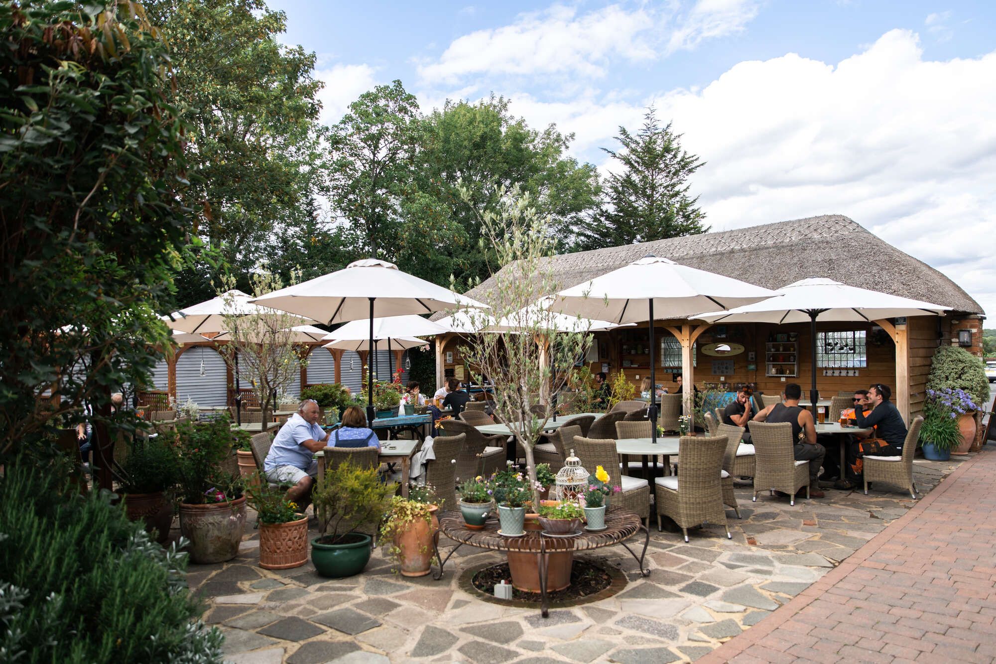 Patio garden at the Onslow Arms, Clandon