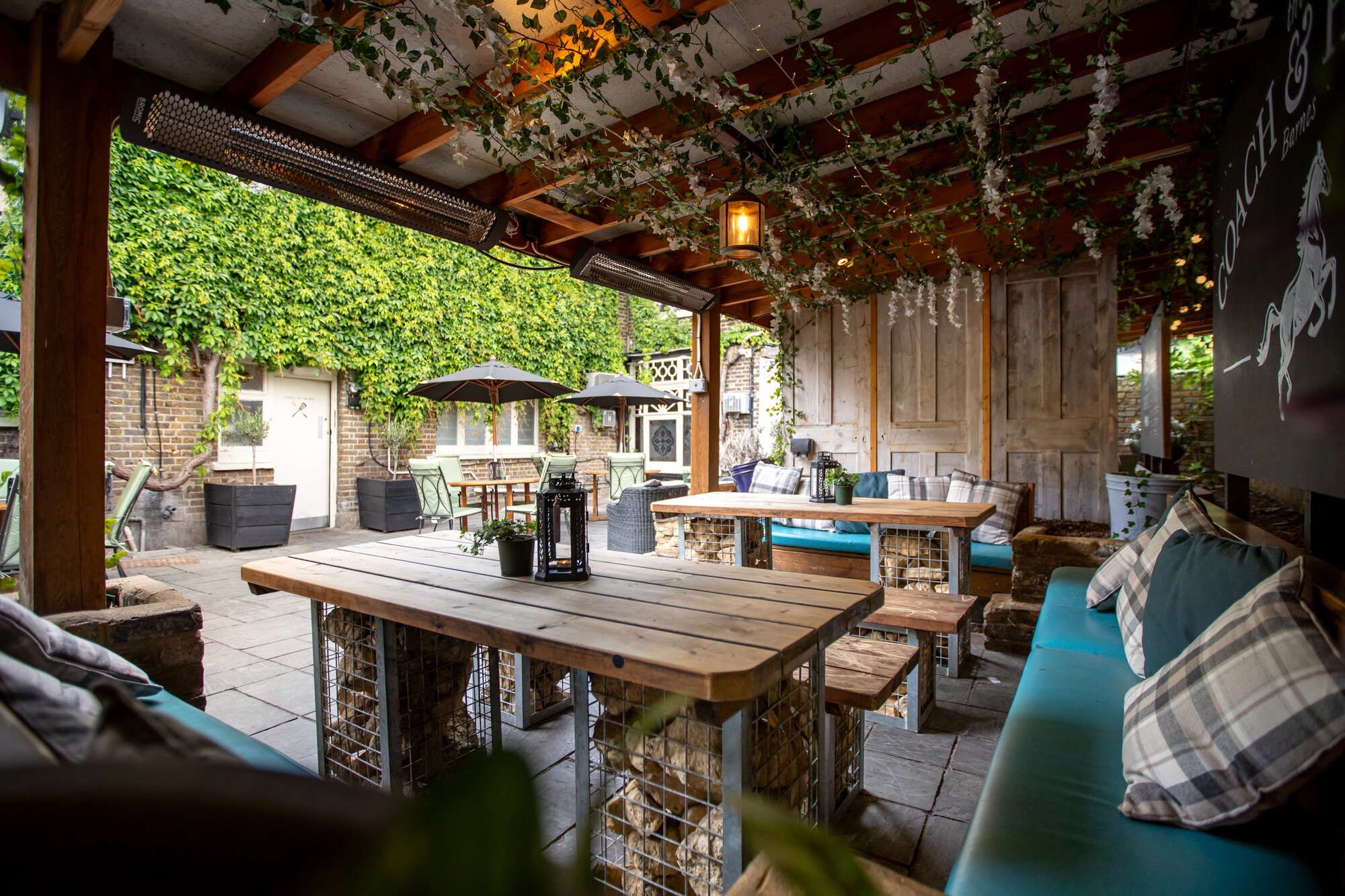 Garden huts at The Coach & Horses in Barnes