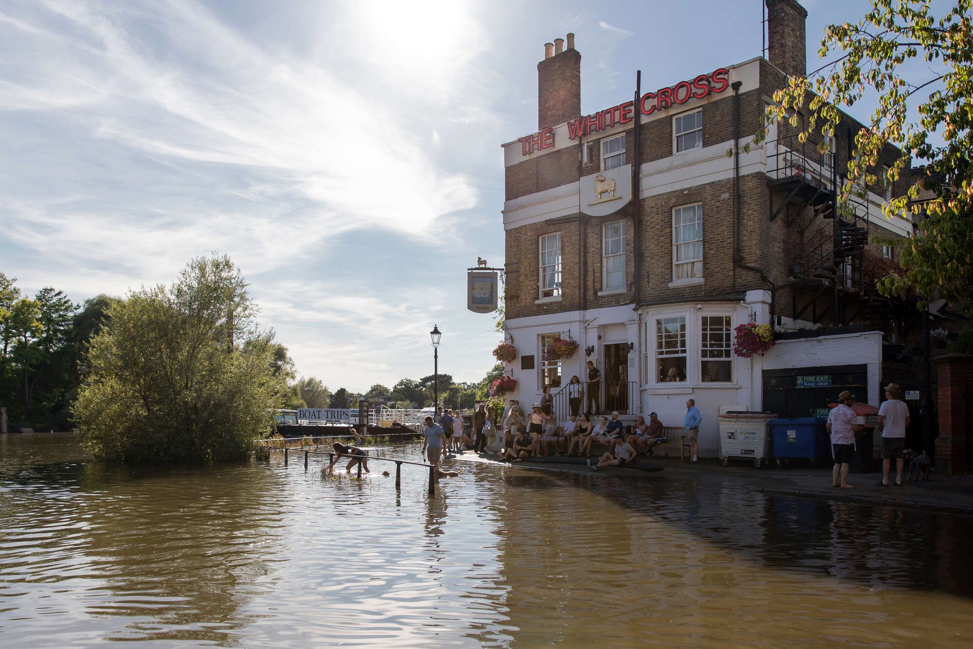 White Cross pub at high tide